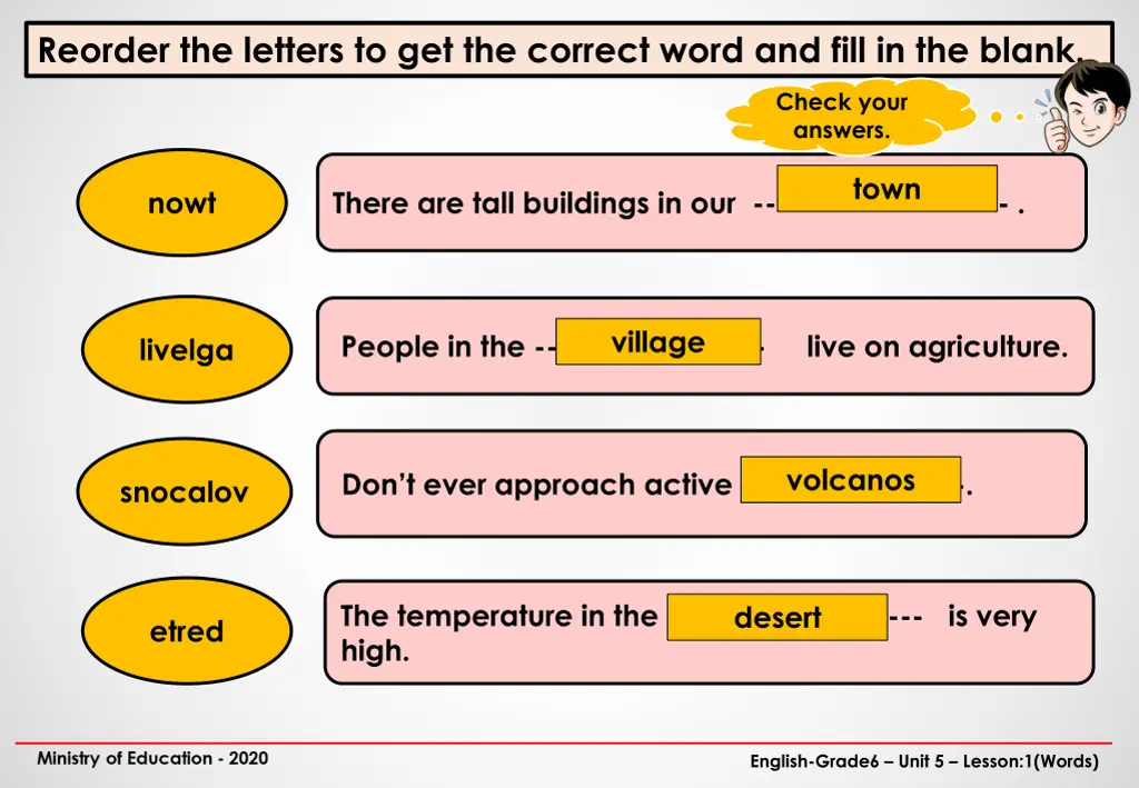 reorder the letters to get the correct word