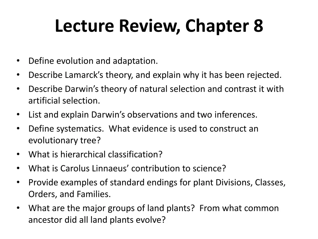 lecture review chapter 8