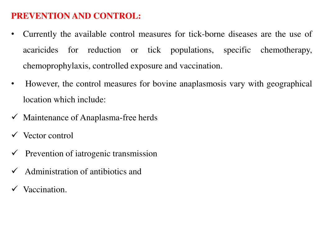 preventionand control