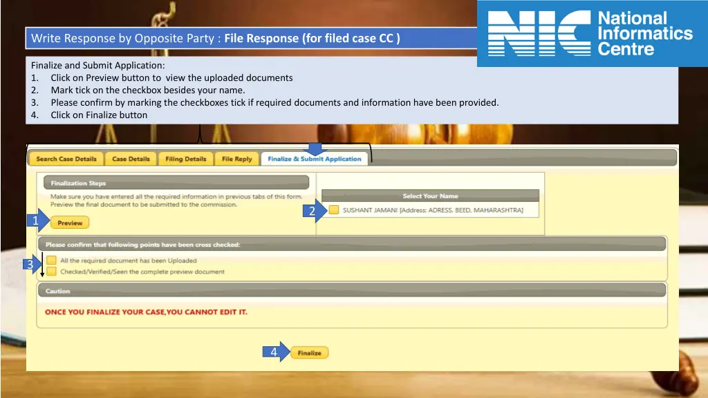 write response by opposite party file response 6