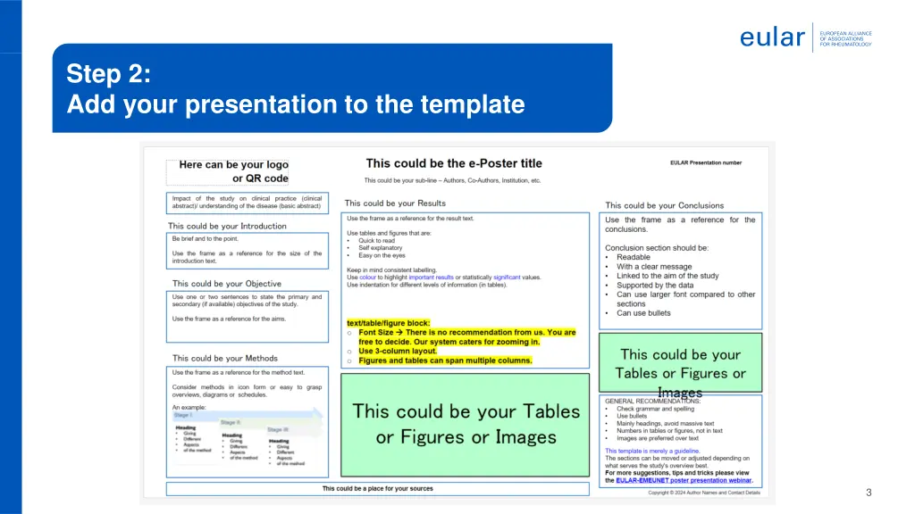 step 2 add your presentation to the template
