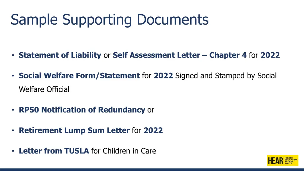 sample supporting documents