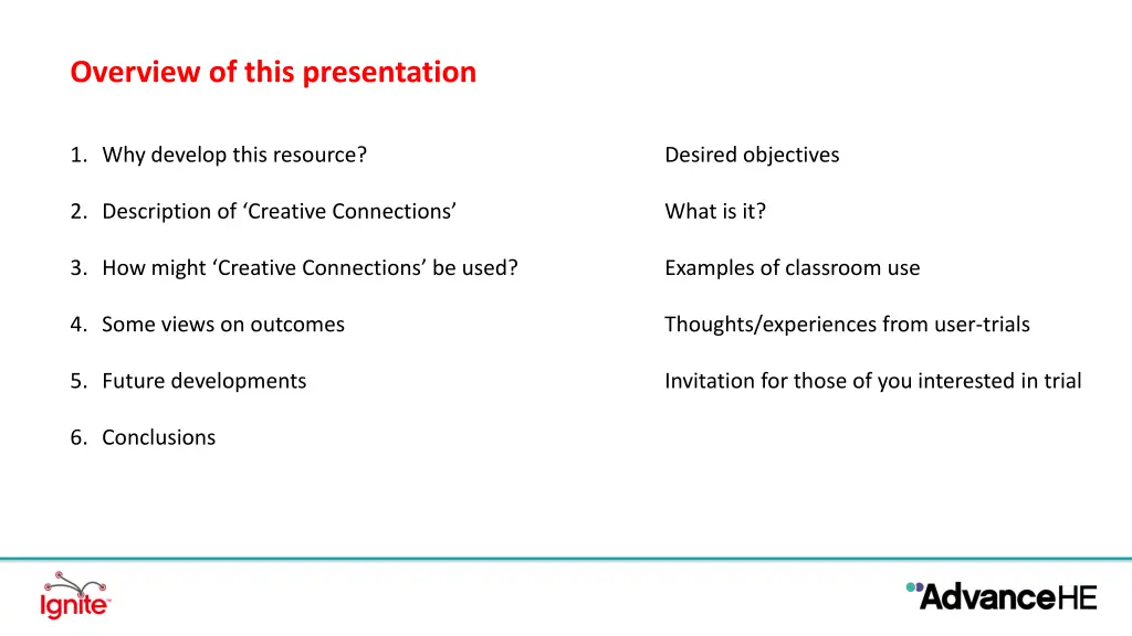 overview of this presentation