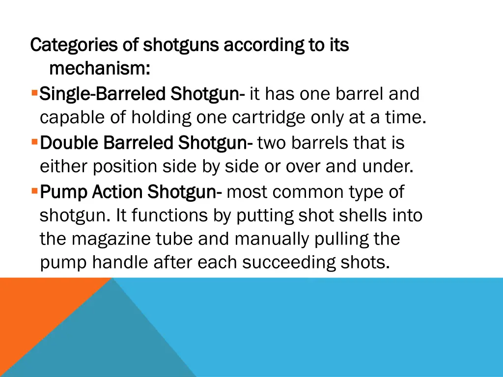 categories of shotguns according