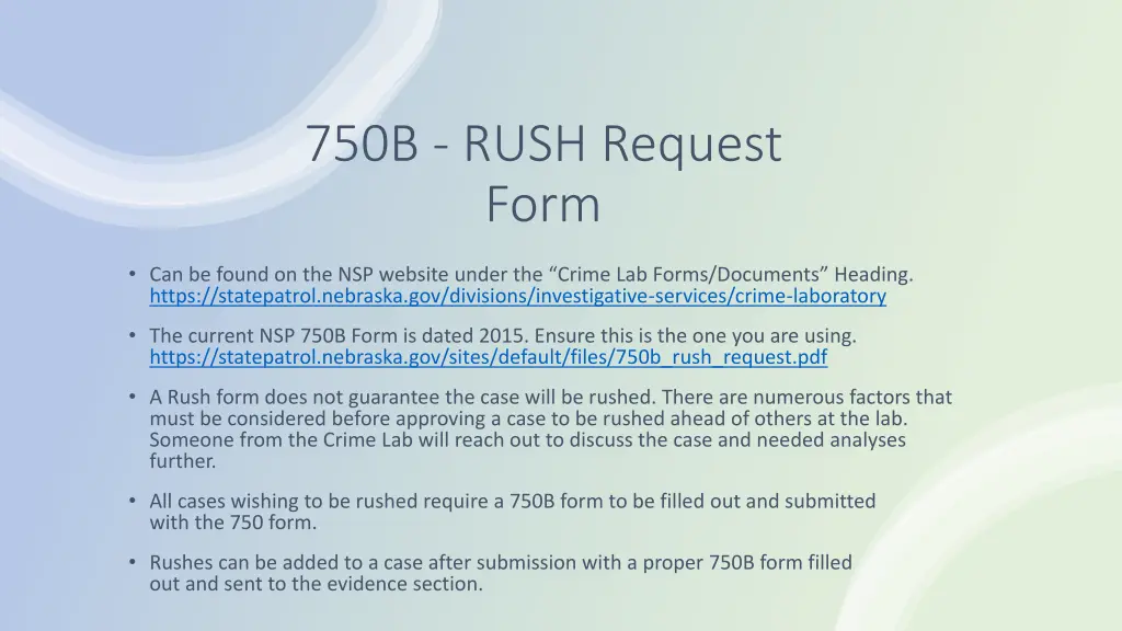 750b rush request form