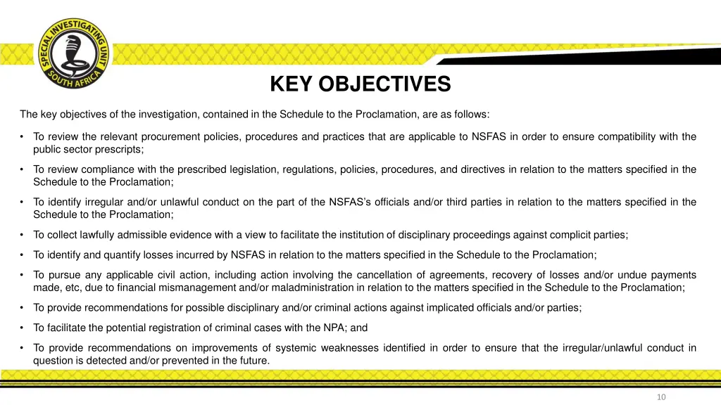 key objectives