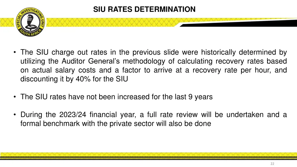 siu rates determination