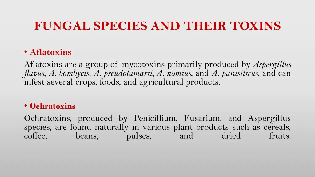 fungal species and their toxins 1