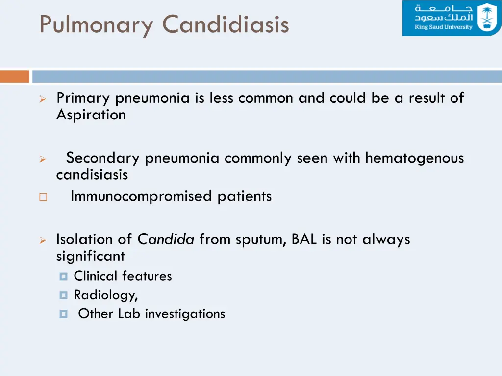 pulmonary candidiasis