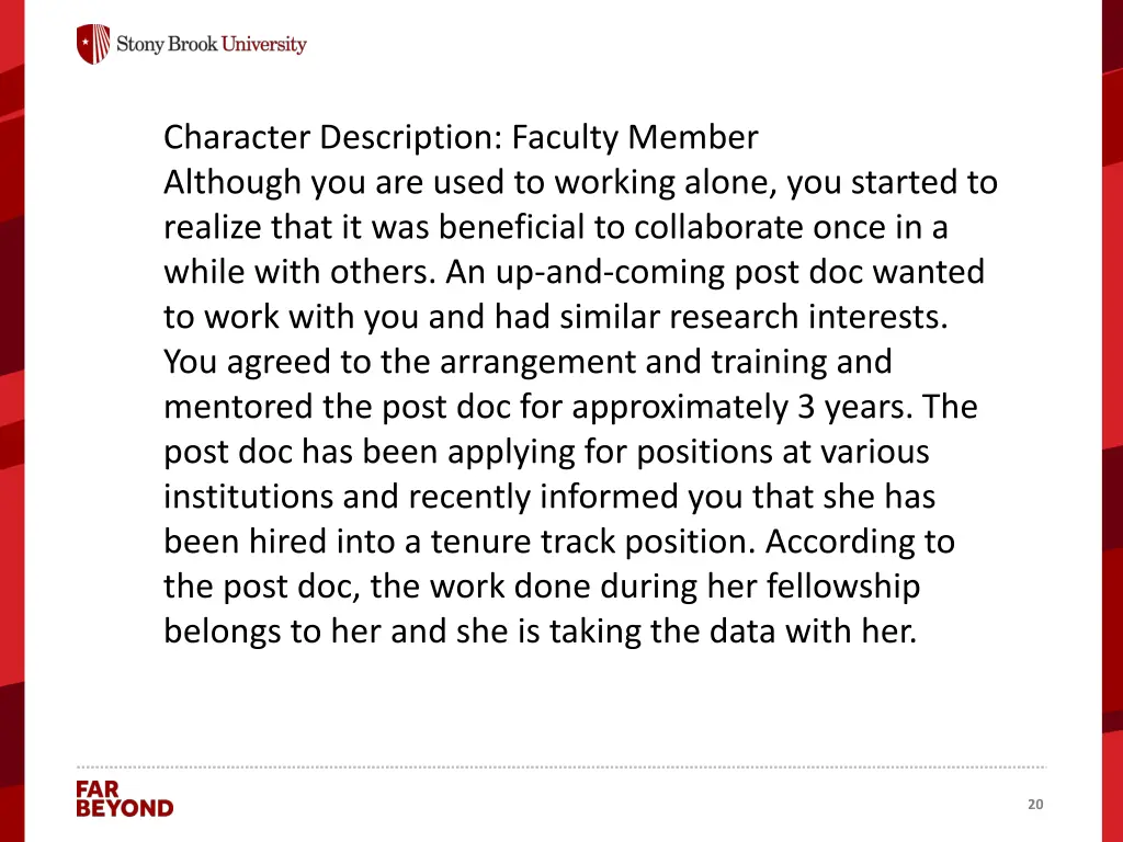 character description faculty member although