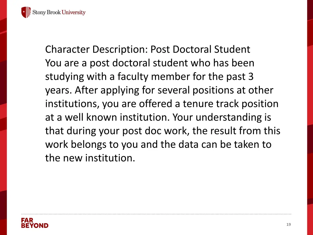 character description post doctoral student