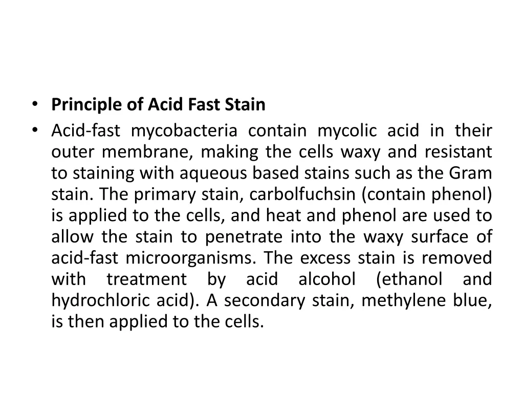 principle of acid fast stain acid fast