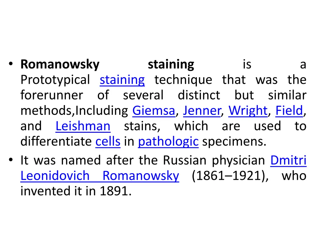 romanowsky prototypical staining technique that