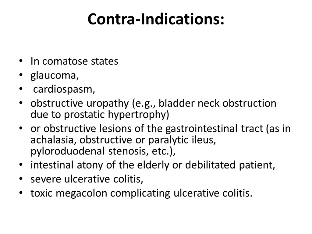 contra indications