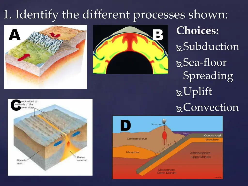 1 identify the different processes shown a