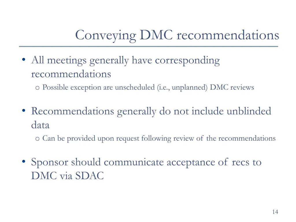 conveying dmc recommendations 2