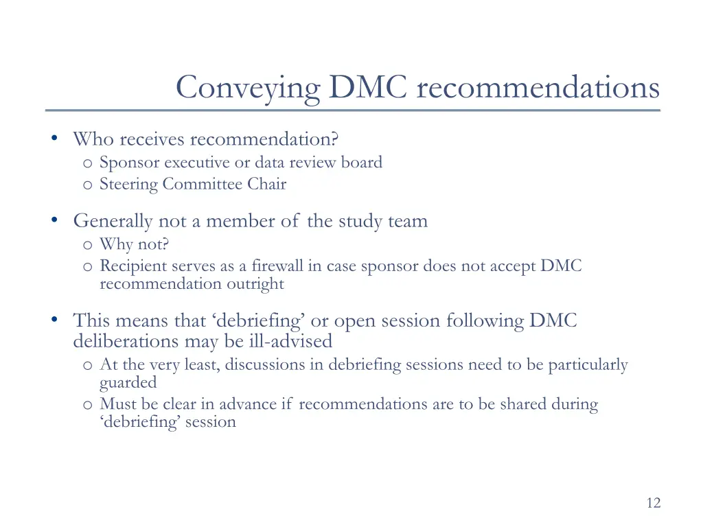 conveying dmc recommendations