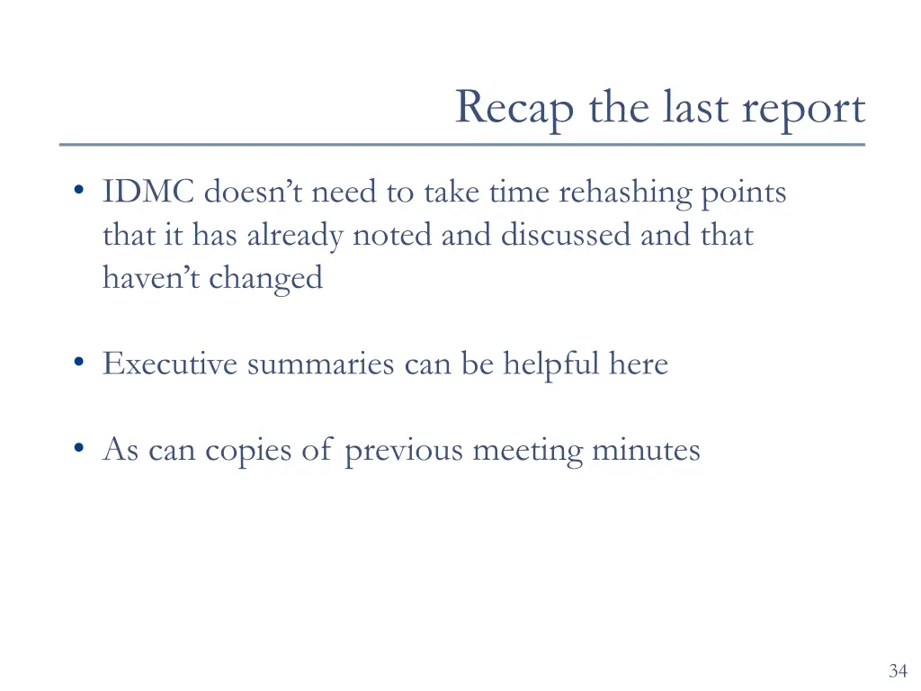 recap the last report