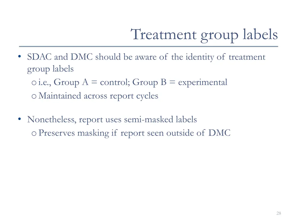 treatment group labels