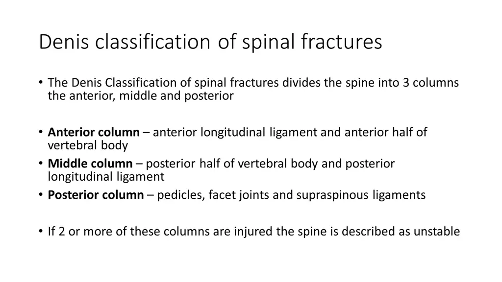 denis classification of spinal fractures