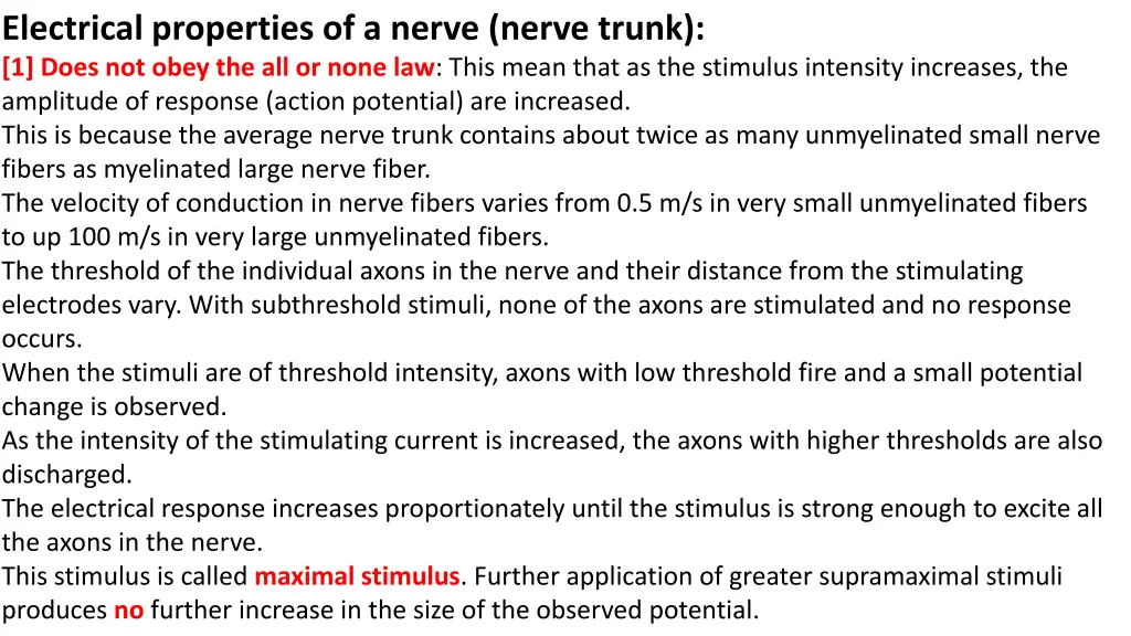 electrical properties of a nerve nerve trunk