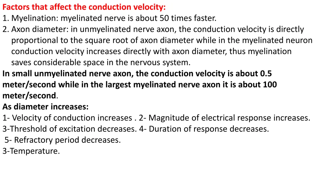 factors that affect the conduction velocity