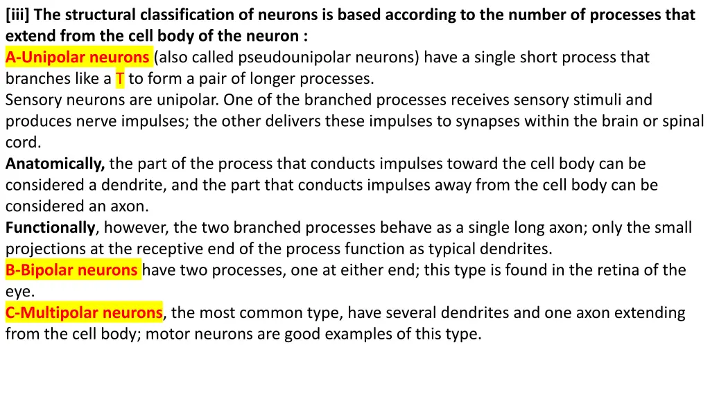 iii the structural classification of neurons