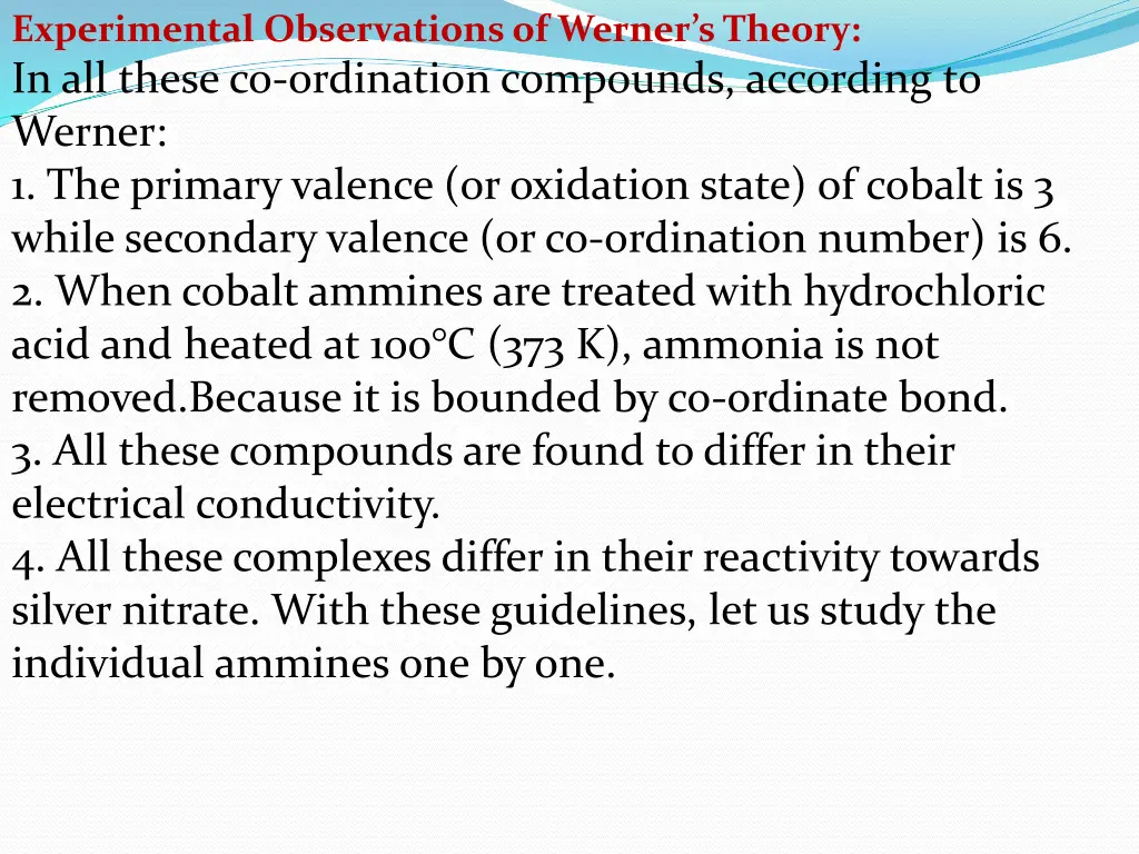 experimental observations of werner s theory