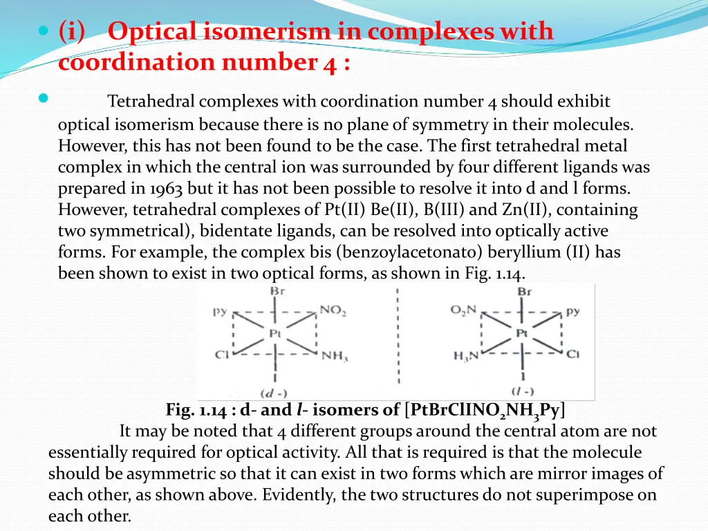 i optical isomerism in complexes with