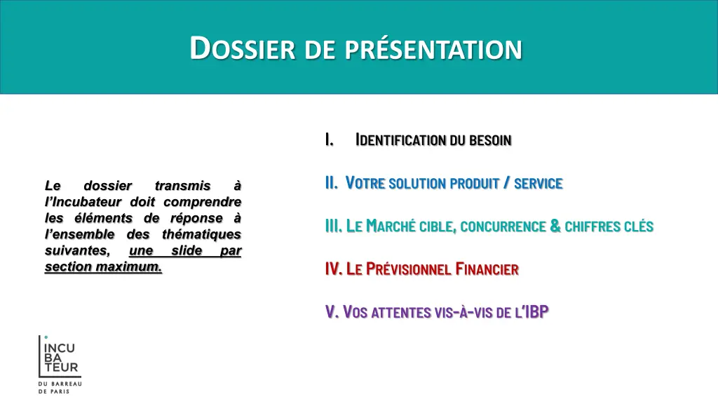 d ossier de pr sentation