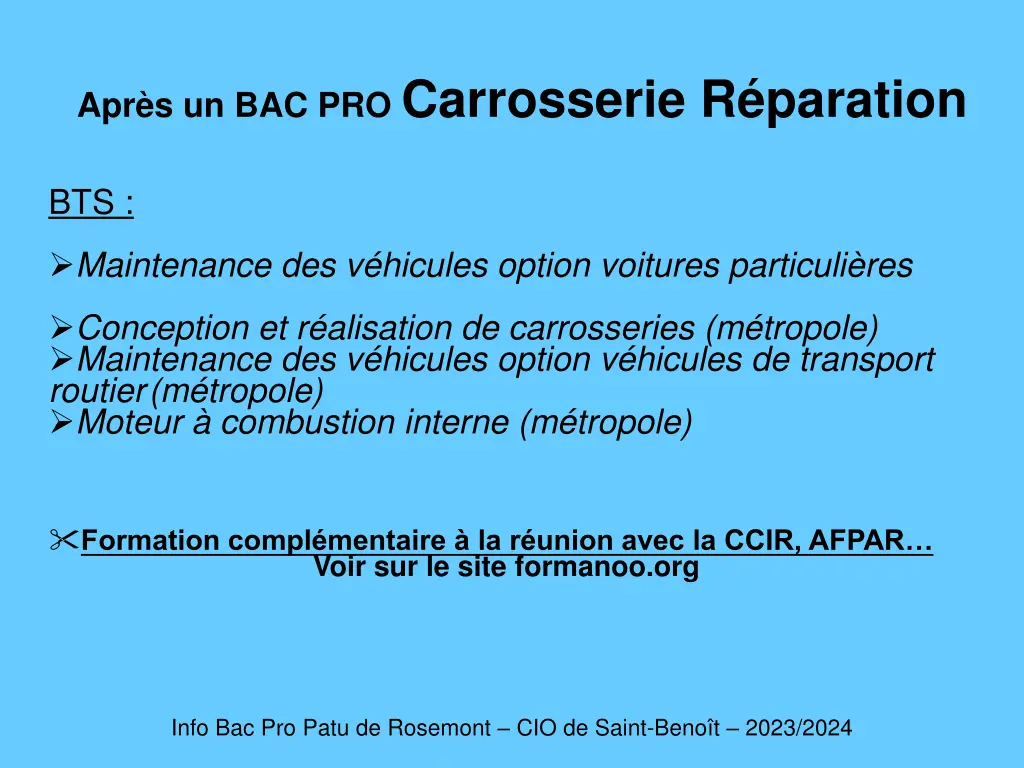 apr s un bac pro carrosserie r paration