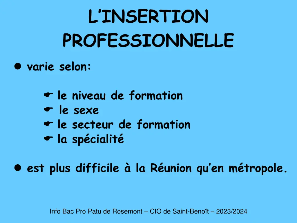 l insertion professionnelle