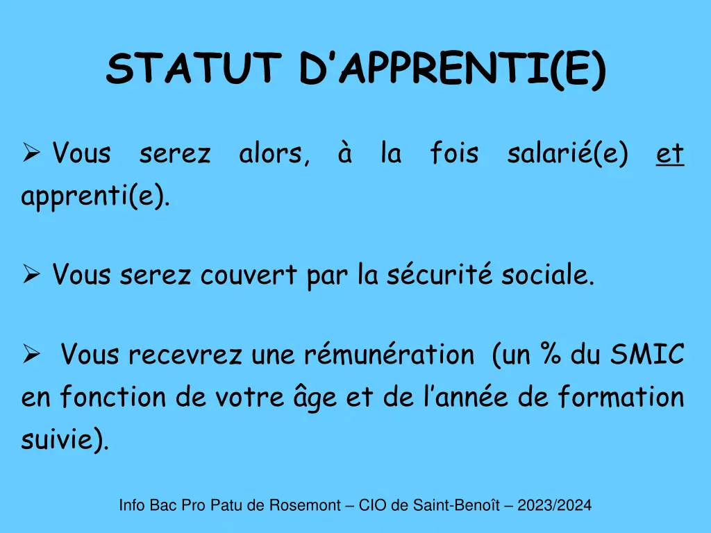 statut d apprenti e