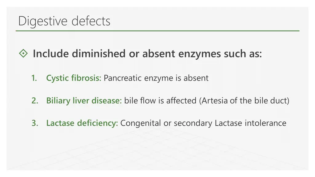 digestive defects