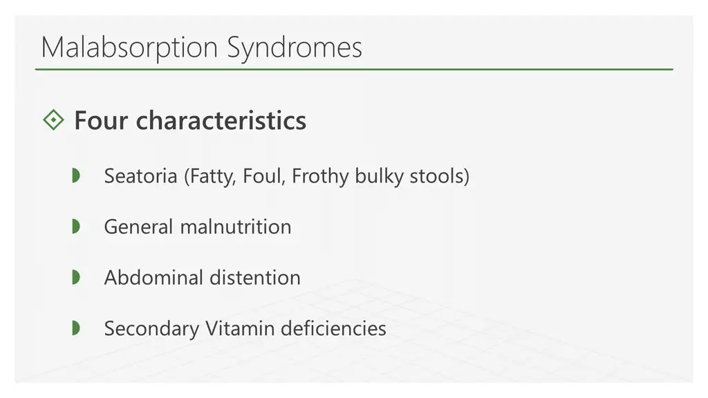 malabsorption syndromes