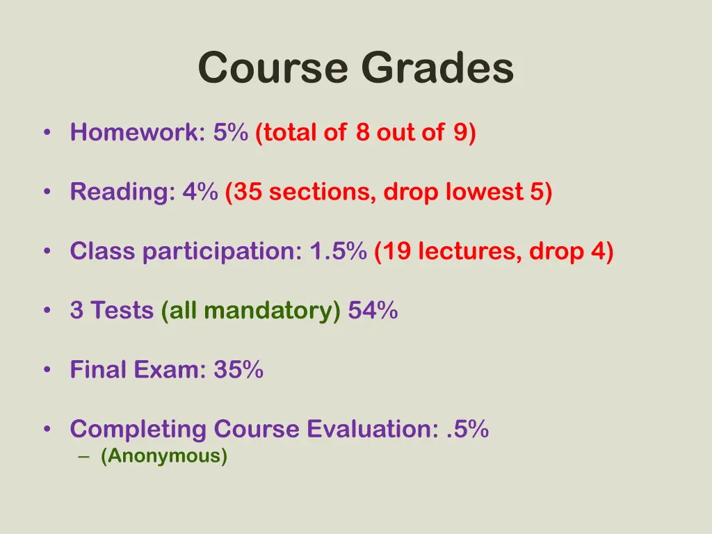 course grades 1