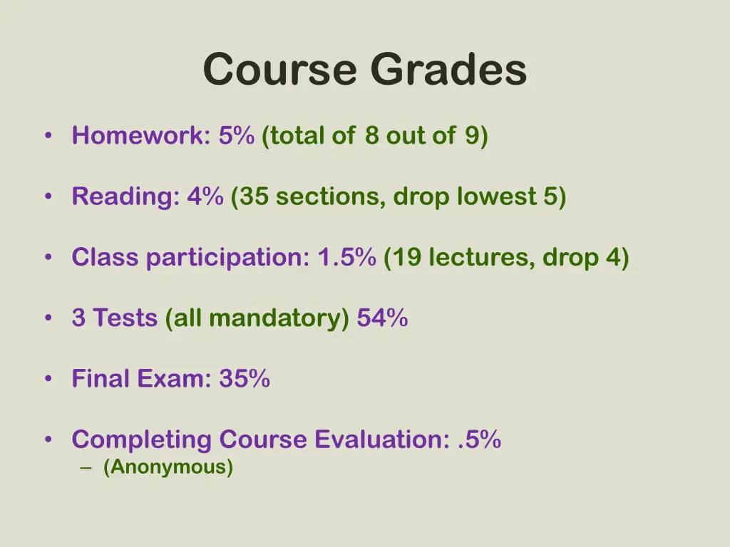 course grades