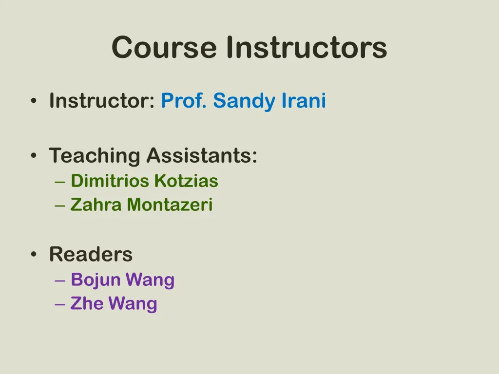 course instructors