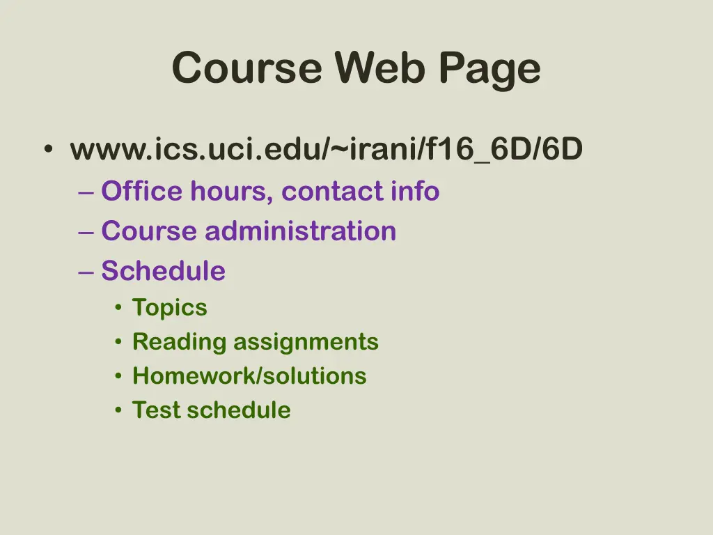 course web page