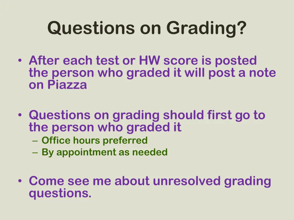 questions on grading