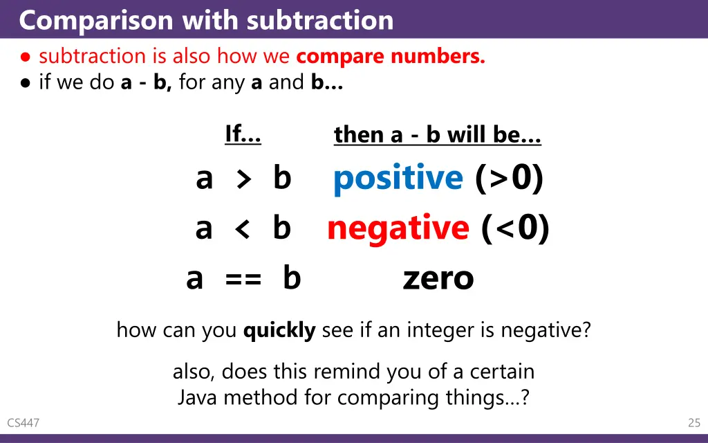 comparison with subtraction subtraction is also