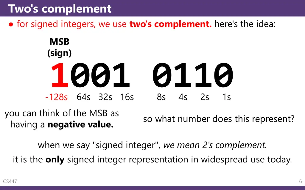 two s complement for signed integers