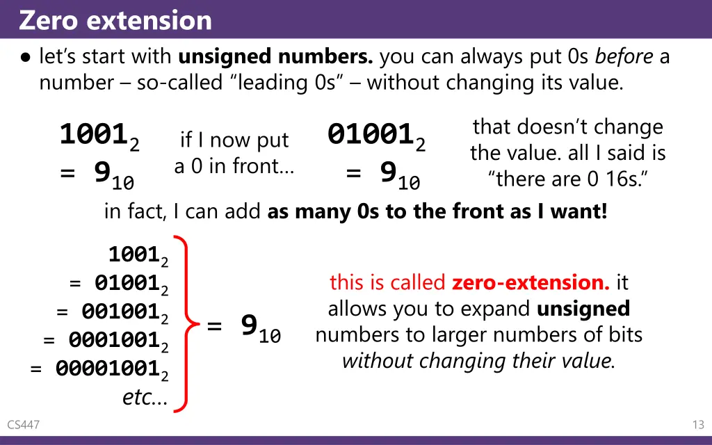 zero extension let s start with unsigned numbers