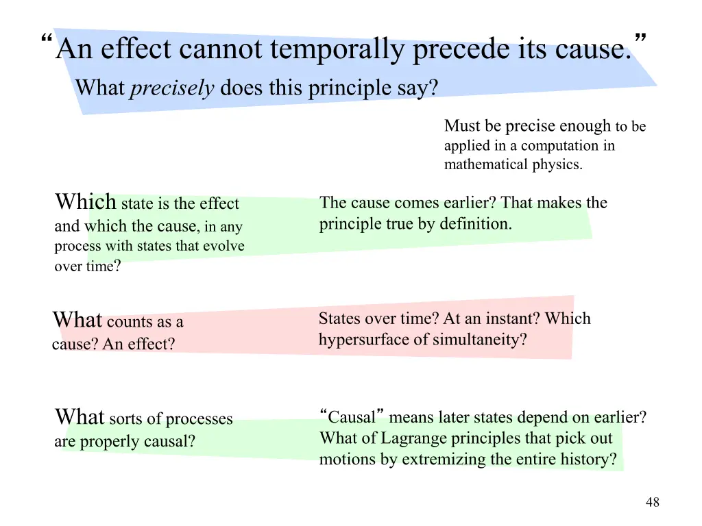 an effect cannot temporally precede its cause