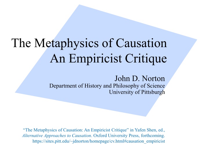 the metaphysics of causation an empiricist