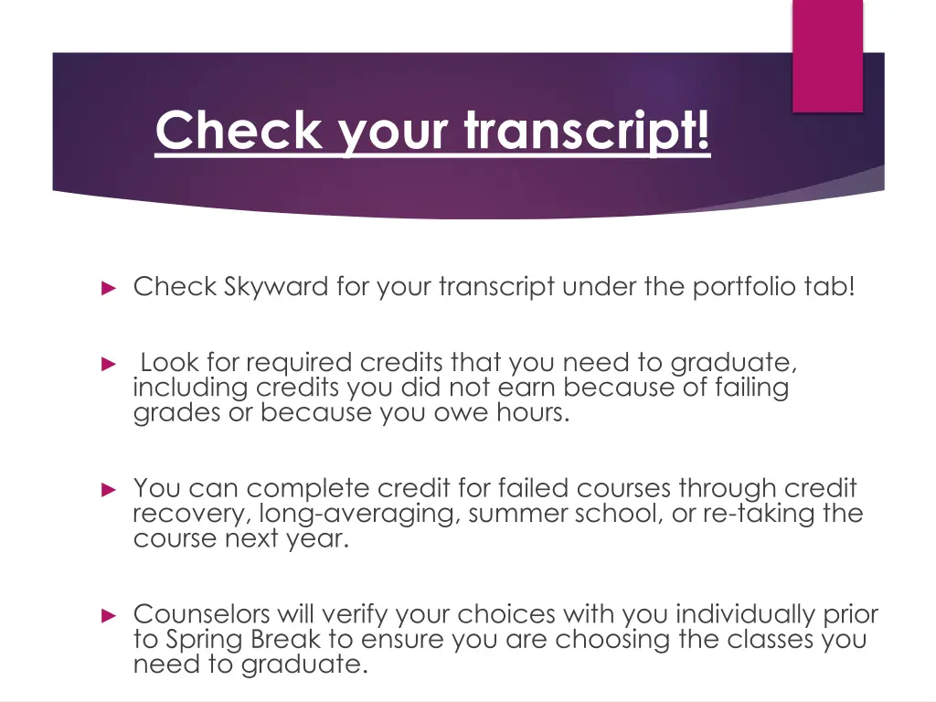 check your transcript