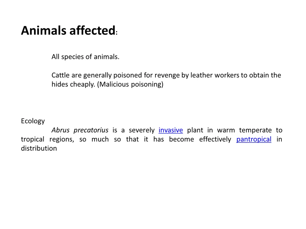 animals affected