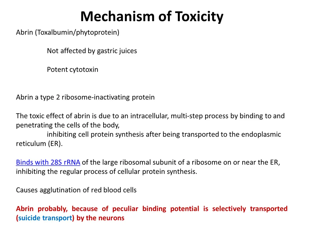 mechanism of toxicity abrin toxalbumin