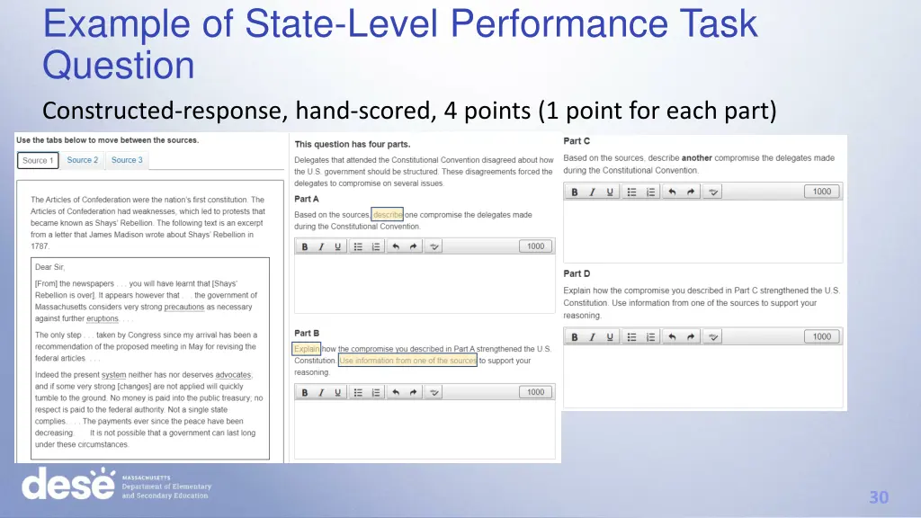 example of state level performance task question 3