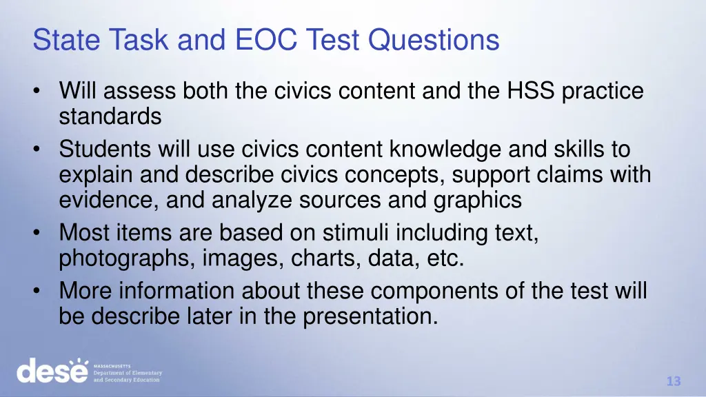 state task and eoc test questions